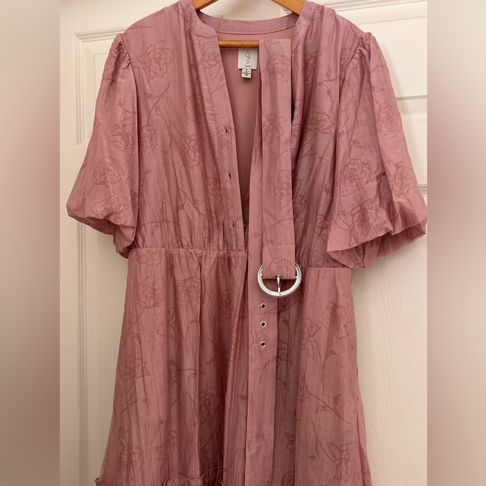 Joie Dusty Rose Textured Floral Kimono Dress